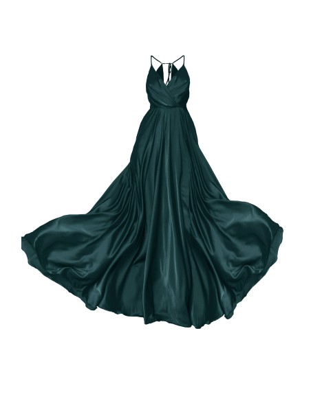 Robe longue de fête en satin avec fente dans la jupe