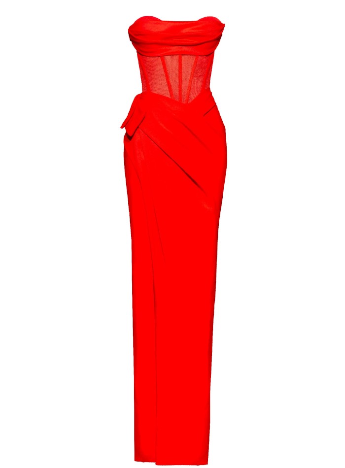 Vestido de fiesta largo con escote palabra de...