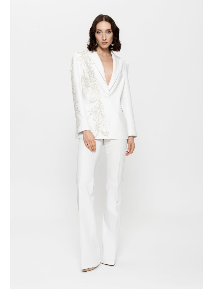 Tailleur pantalon blanc pour femme avec blazer...