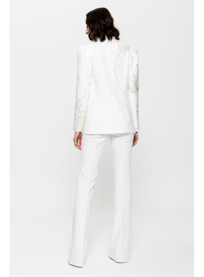 Tailleur pantalon blanc pour femme avec blazer...