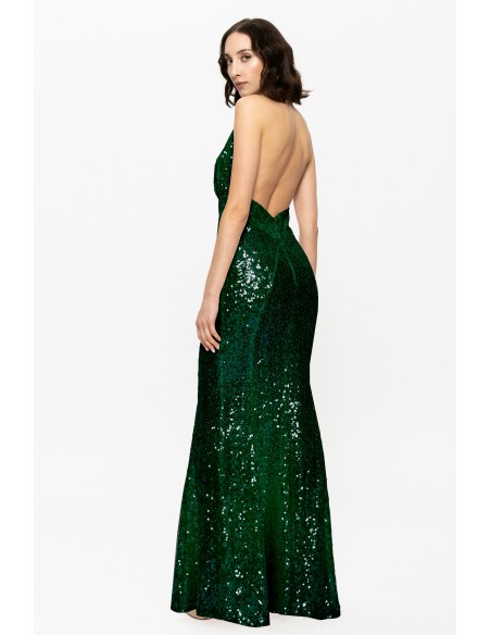 Robe à sequins vert émeraude avec dos ouvert