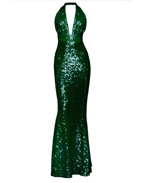 Robe à sequins vert émeraude avec dos ouvert
