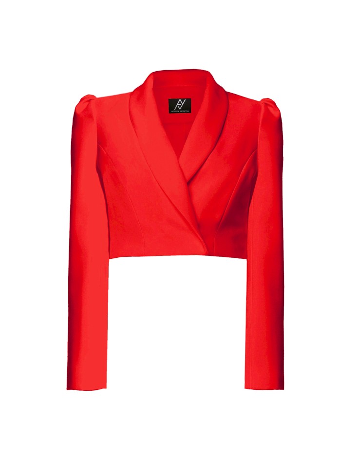 Blazer cropped rouge à manches longues avec...