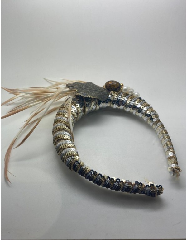 Serre-tête de fête avec des sequins dorés et argentés 2