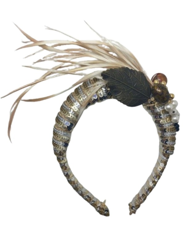 Serre-tête de fête avec des sequins dorés et argentés