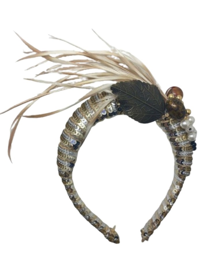 Serre-tête de fête avec des sequins dorés et...
