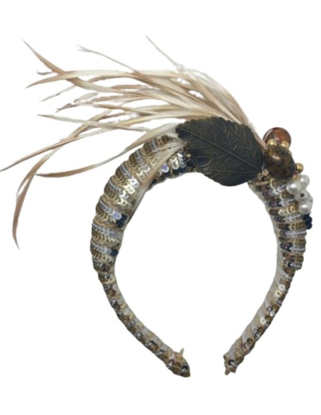 Serre-tête de fête avec des sequins dorés et argentés