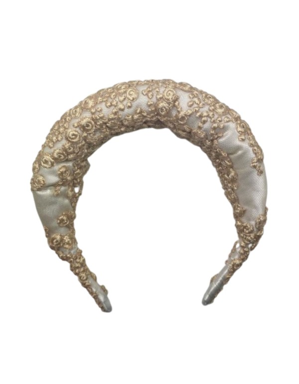 Serre-tête de mariée en tissu brut matelassé avec...