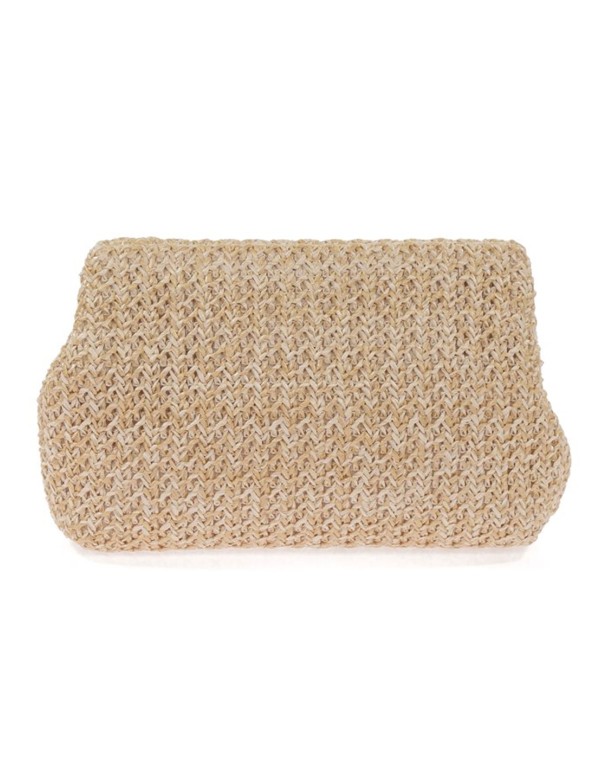 Raffia sack style handbag with chain 2