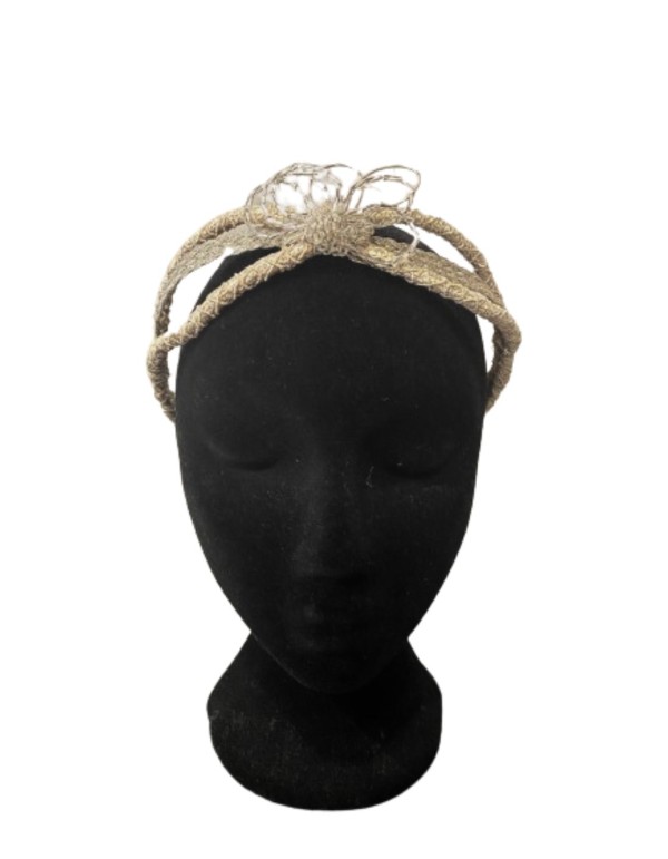 Rustic raw braided headband with beads 2