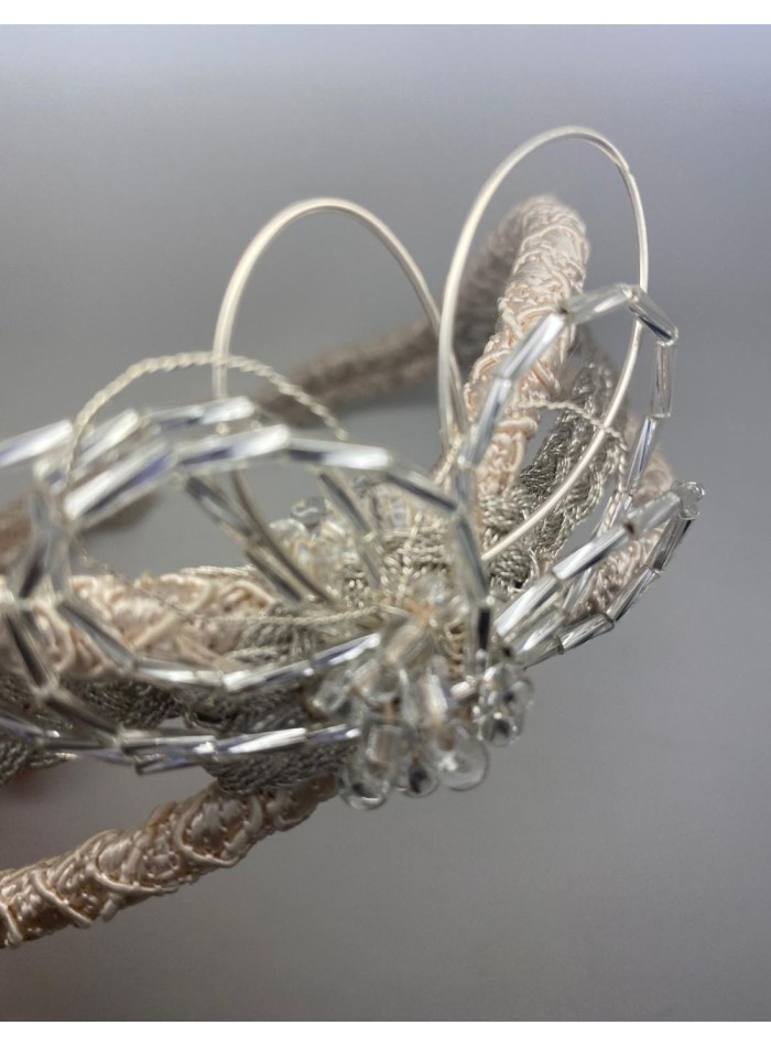 Rustic raw braided headband with beads