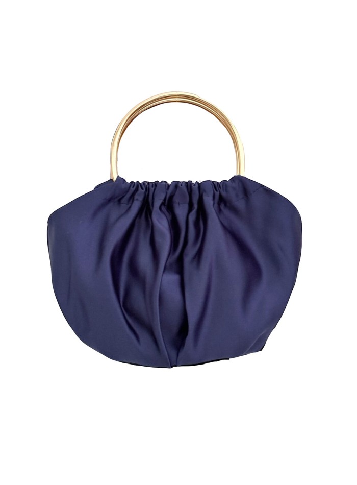 Satin handbag with golden handle