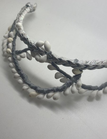 Silver party headdress with white pistils