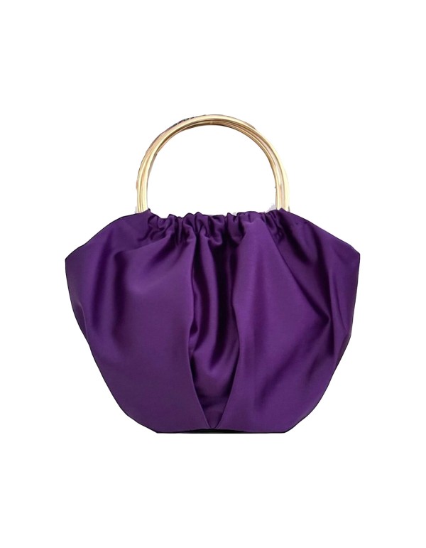 Bolso de mano en raso con asa dorada 2