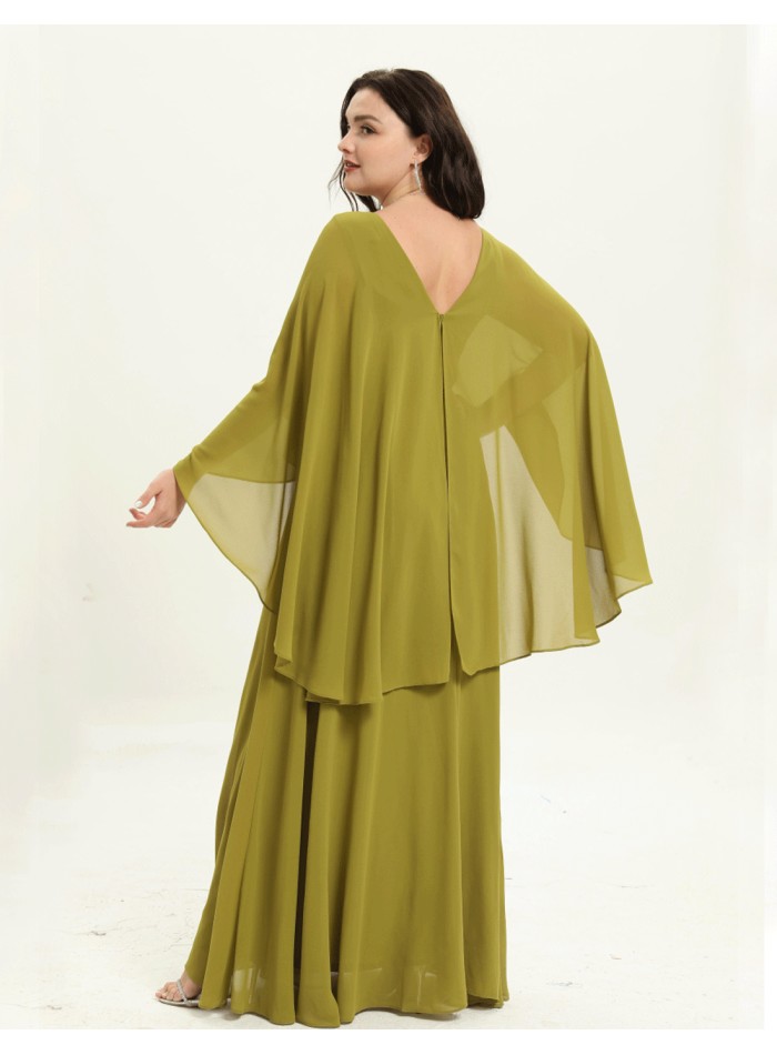 Robe longue de fête avec manches longues en cape