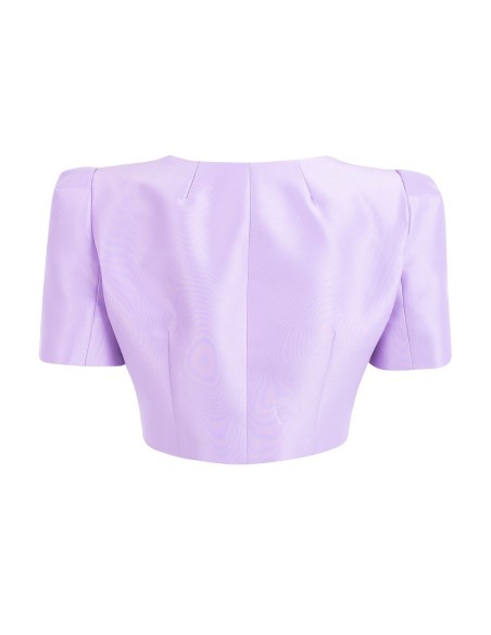 Short sleeve crop top with pearl buttons