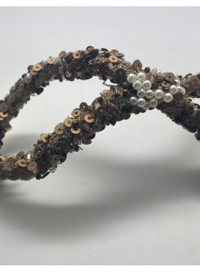 Tocado fantasía con lentejuela oro viejo y...