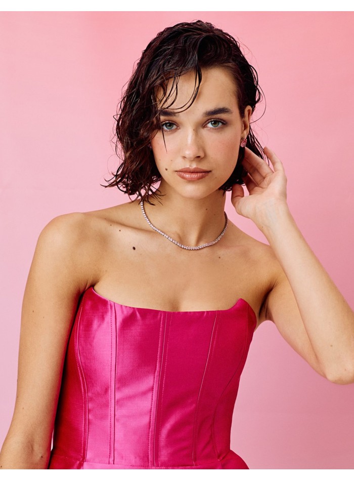 Mini dress with strapless neckline and maxi bow