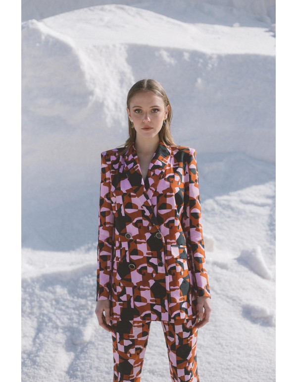 Printed dinner suit with tuxedo jacket and slim-fit pants