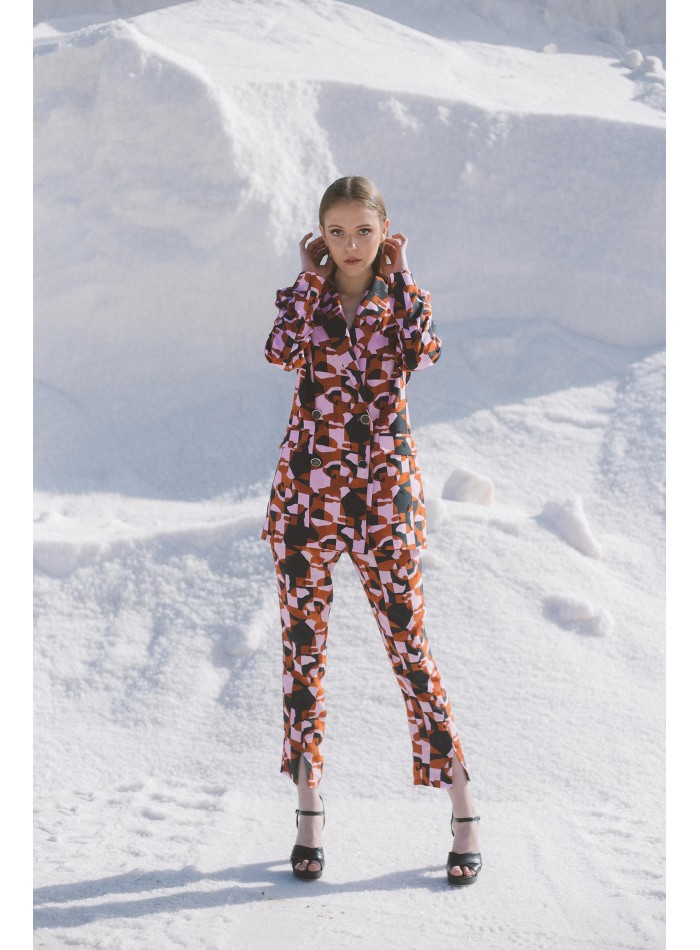 Printed dinner suit with tuxedo jacket and...