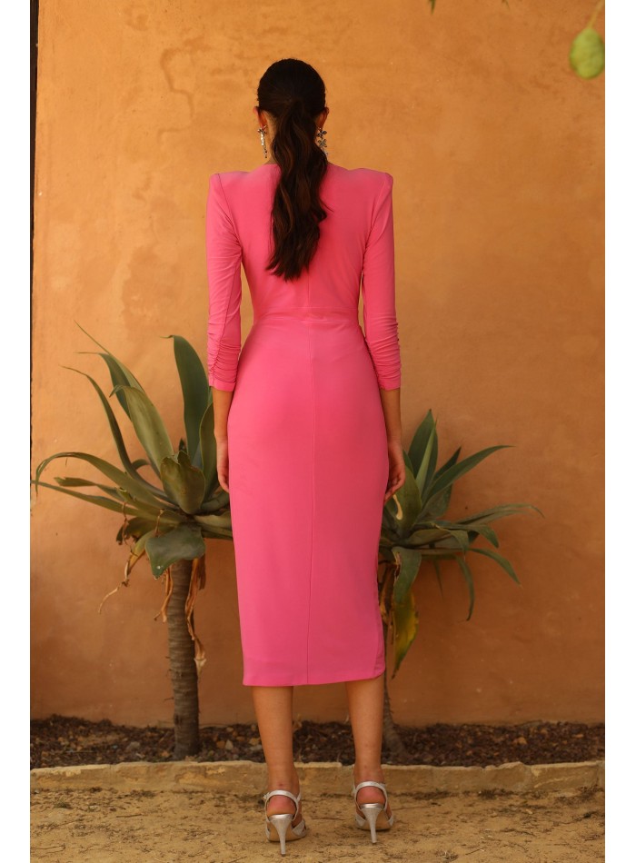 Robe d'invité midi à manches longues avec...