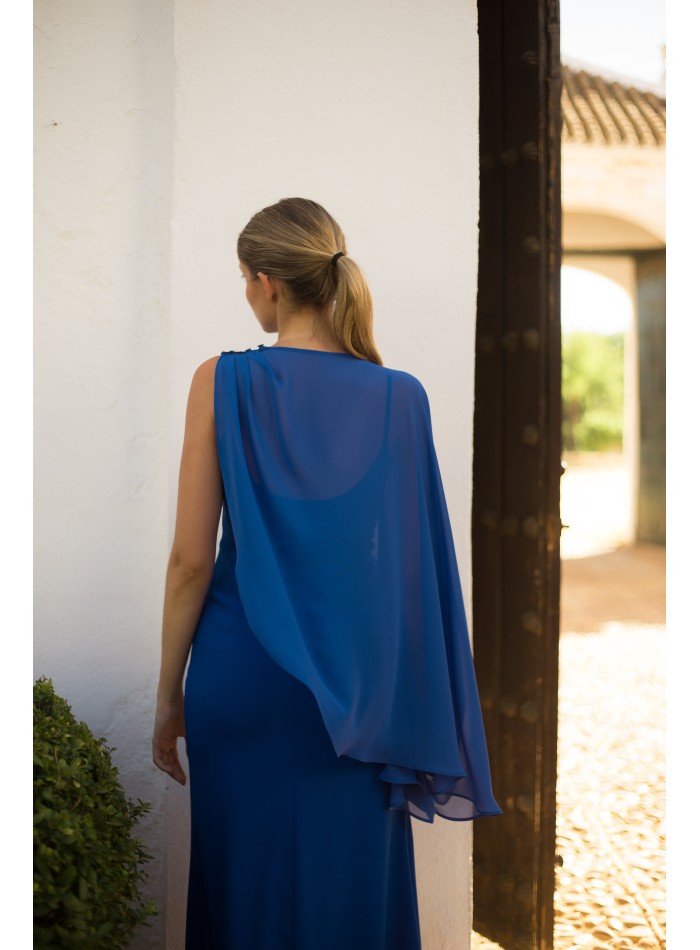 Vestido largo de fiesta con tirantes y detalle...