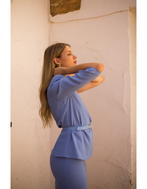 Two-piece set with asymmetrical top and straight skirt 2