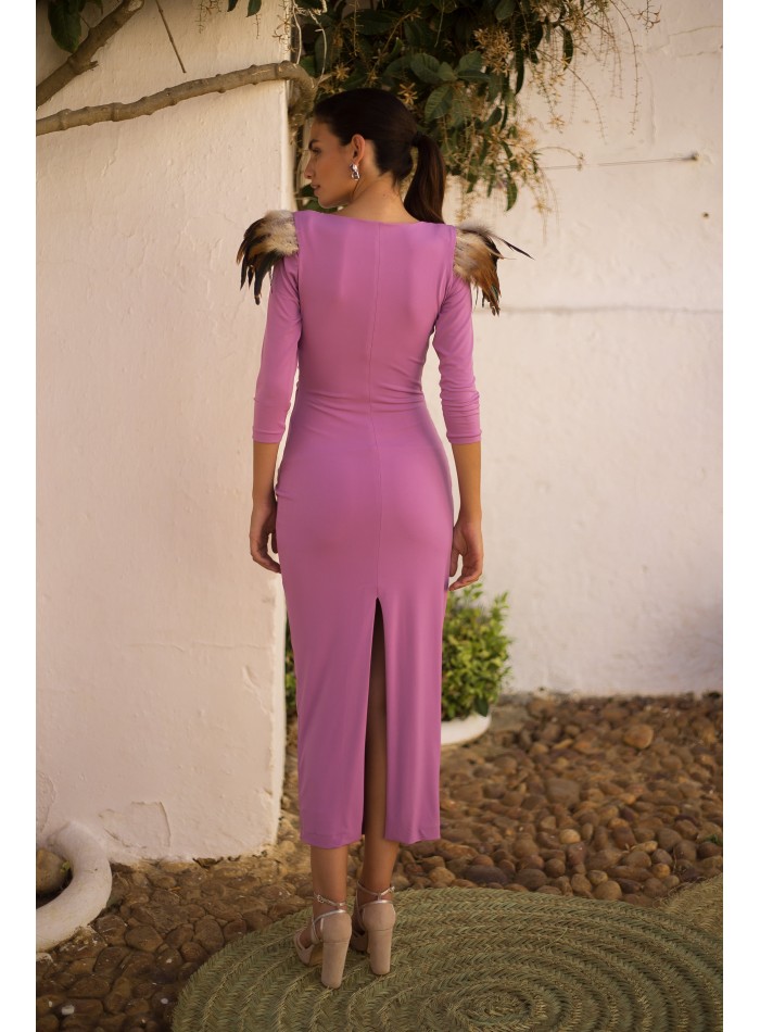 Robe midi avec encolure croisée et détails de...