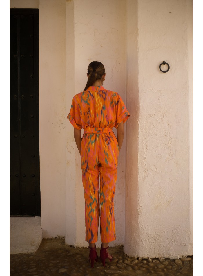 Printed party jumpsuit with raglan sleeves and...