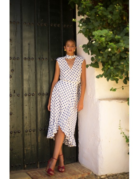 Top and cross skirt with polka dot frilly set