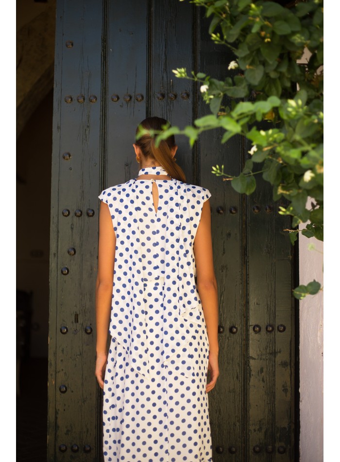 Top and cross skirt with polka dot frilly set