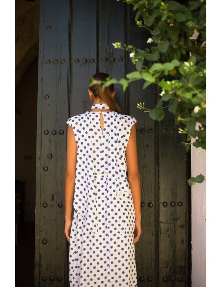 Ensemble Top et Jupe croisée à volants à pois