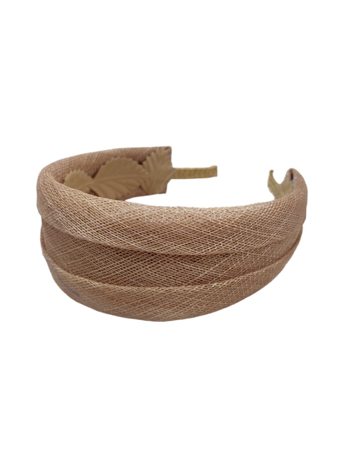 Bandeau de fête beige en double raphia