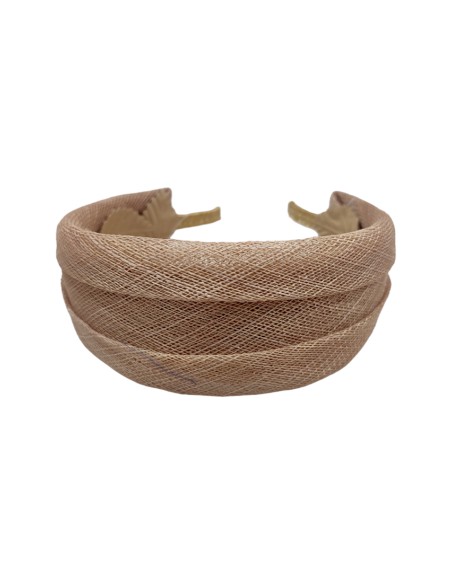 Bandeau de fête beige en double raphia