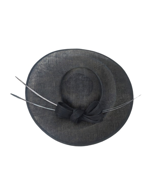 Pamela invité noir avec laçage et rachis en sinamay 2