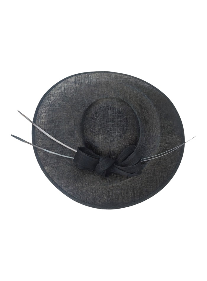 Black guest pamela with sinamay lacing and rachis