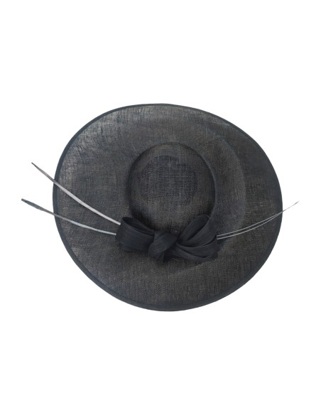 Black guest pamela with sinamay lacing and rachis