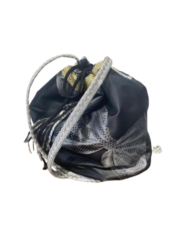 Bombonera de fiesta jaquard negro estampado