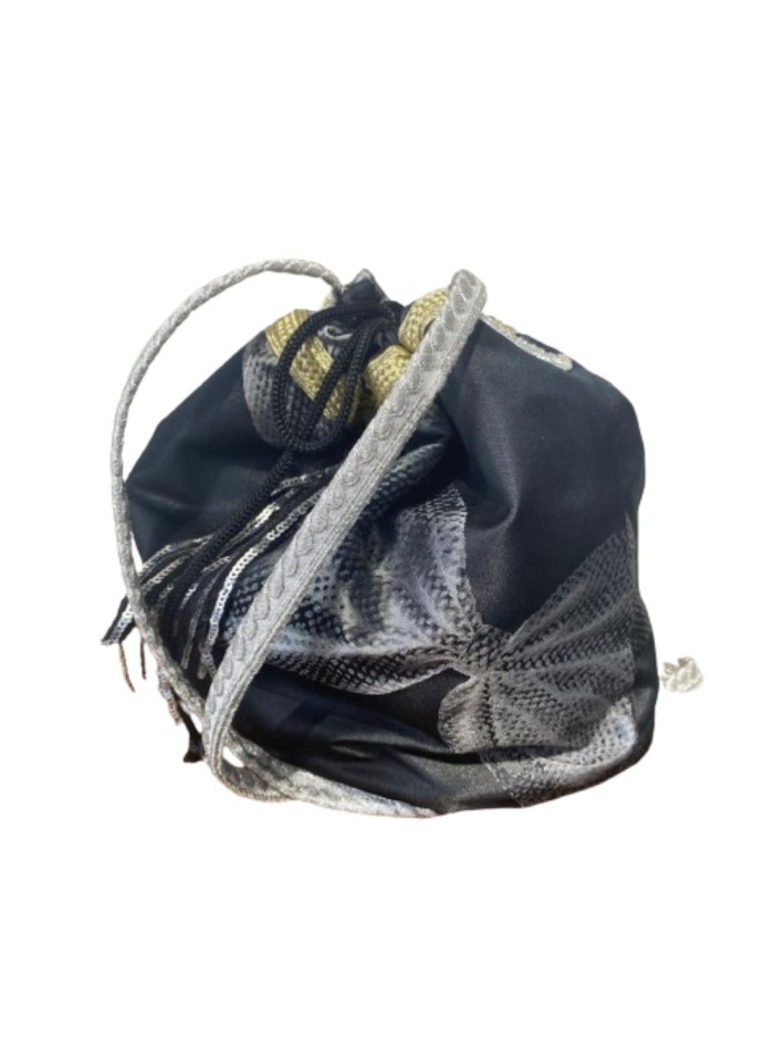 Bombonera de fiesta jaquard negro estampado