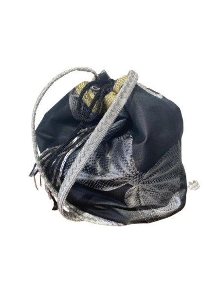 Bombonera de fiesta jaquard negro estampado