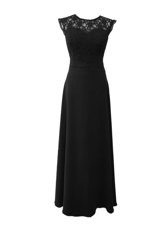 Long party dress with lace body Emma Black