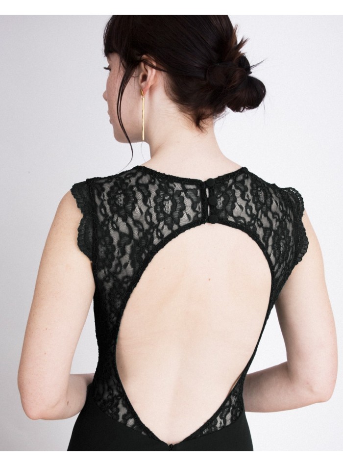 Long party dress with lace body Emma Black