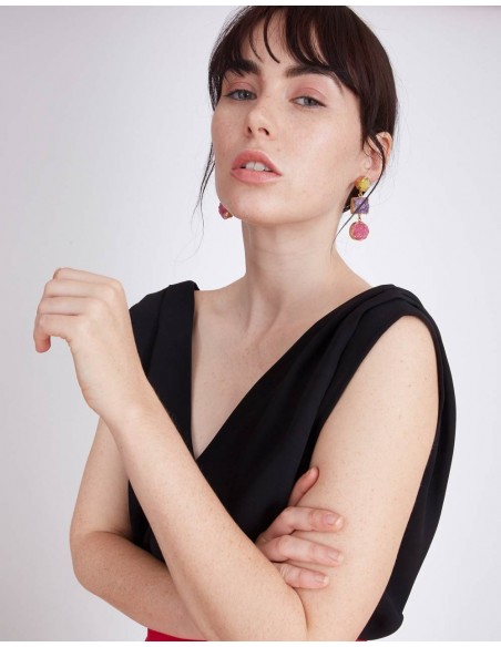 Black party top with V-neck Millie