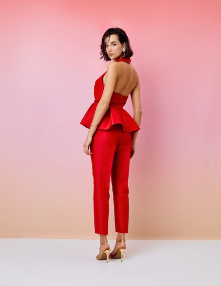 High-waist party trousers with darts and pockets