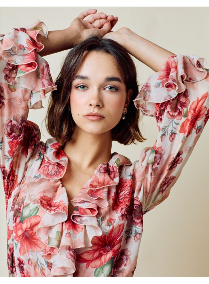 Vestido largo de fiesta vaporoso con estampado...