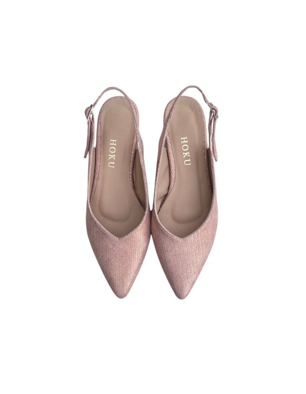 Ballerina flat ballerina in textured pale pink leather... 2