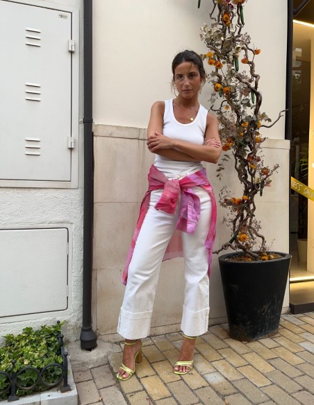 Sandale de fête à lanières de couleur citron vert et or