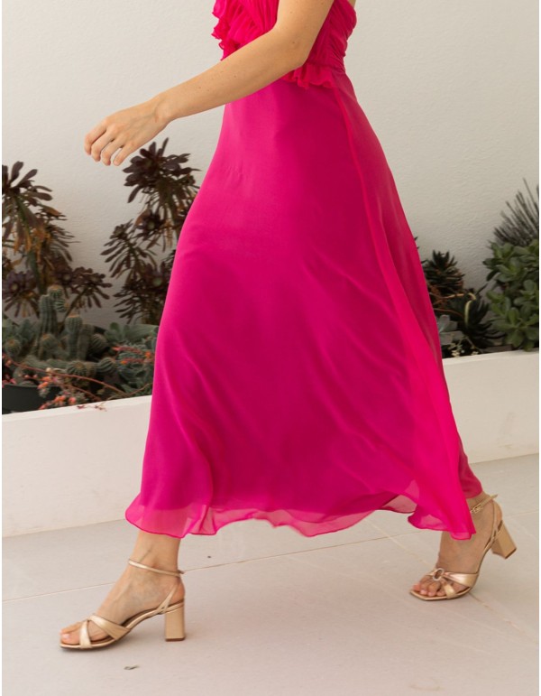 Golden leather party sandal with ankle strap