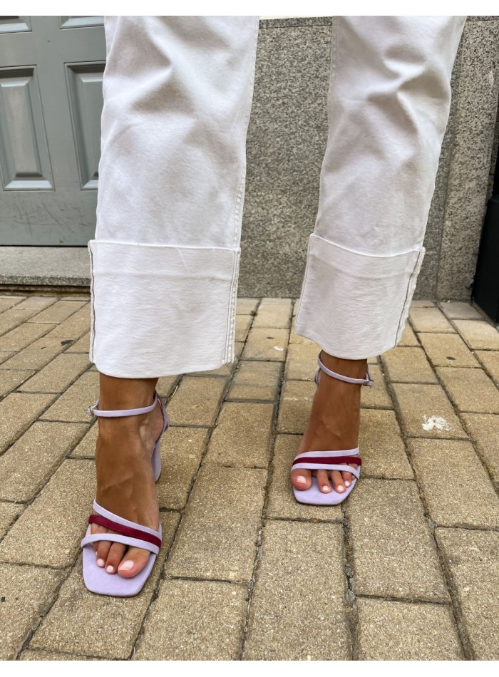 Sandale de fête bicolore avec lanières nouées à...