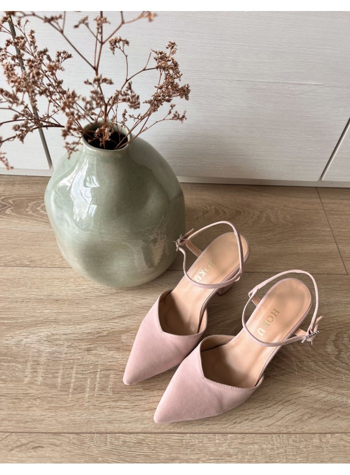 Suede pink suede party shoes with heels
